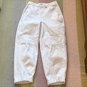 White Barrel Leg Work Pant